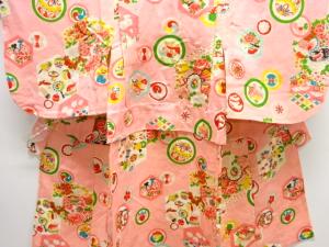 アンティーク　紋錦紗花亀甲模様単衣着物